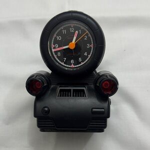 Vintage RHYTHM Japan Black Talking Wake Up Robot Novelty Alarm Clock Works